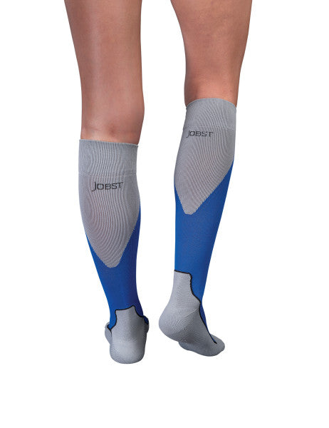 JOBST SPORT STOCKING UNISEX, 15-20MMHG, MD, ROYAL BLUE/GREY , CLOSED TOE