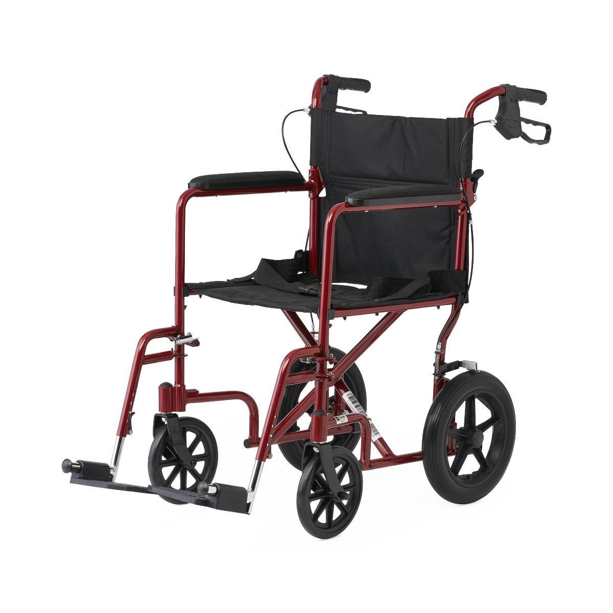 Basic Aluminum Transport Chair With 12" Wheels Red - Rental