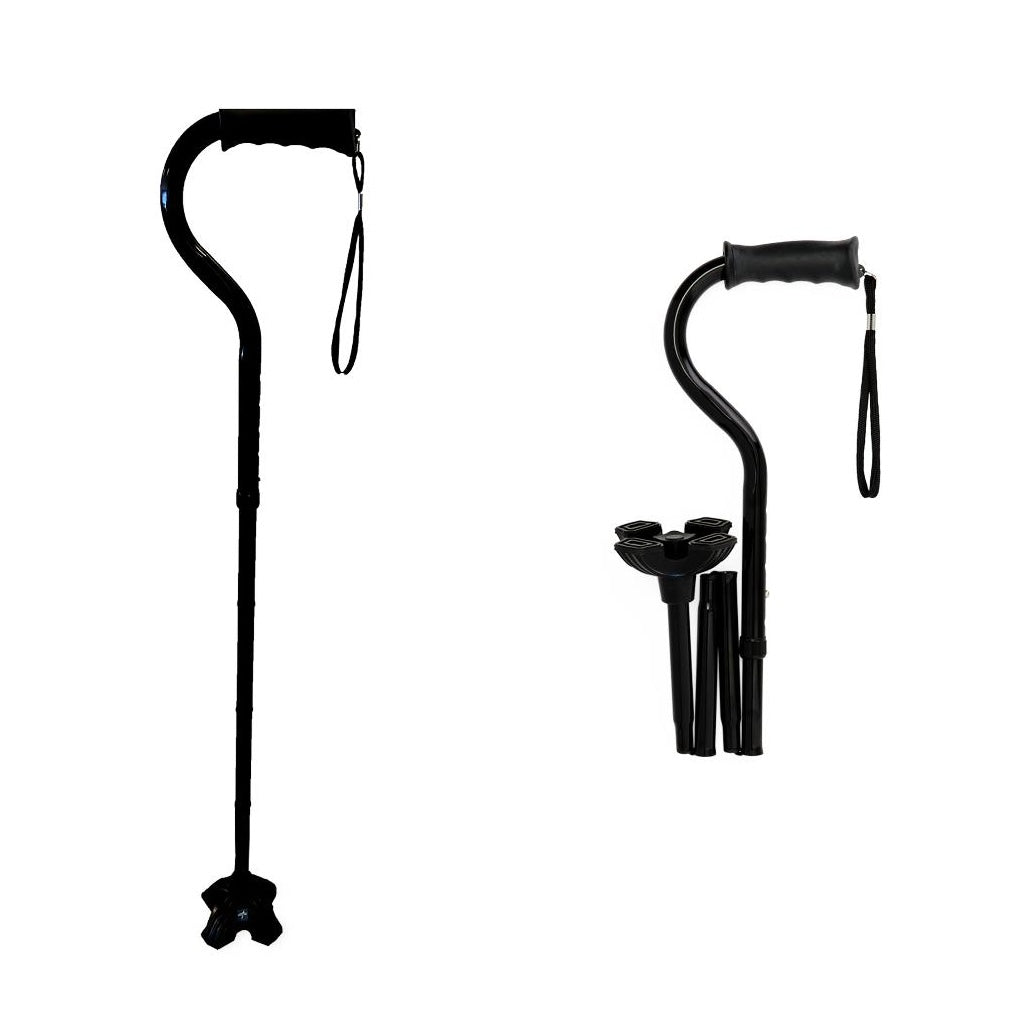 Two black walking canes on a white background