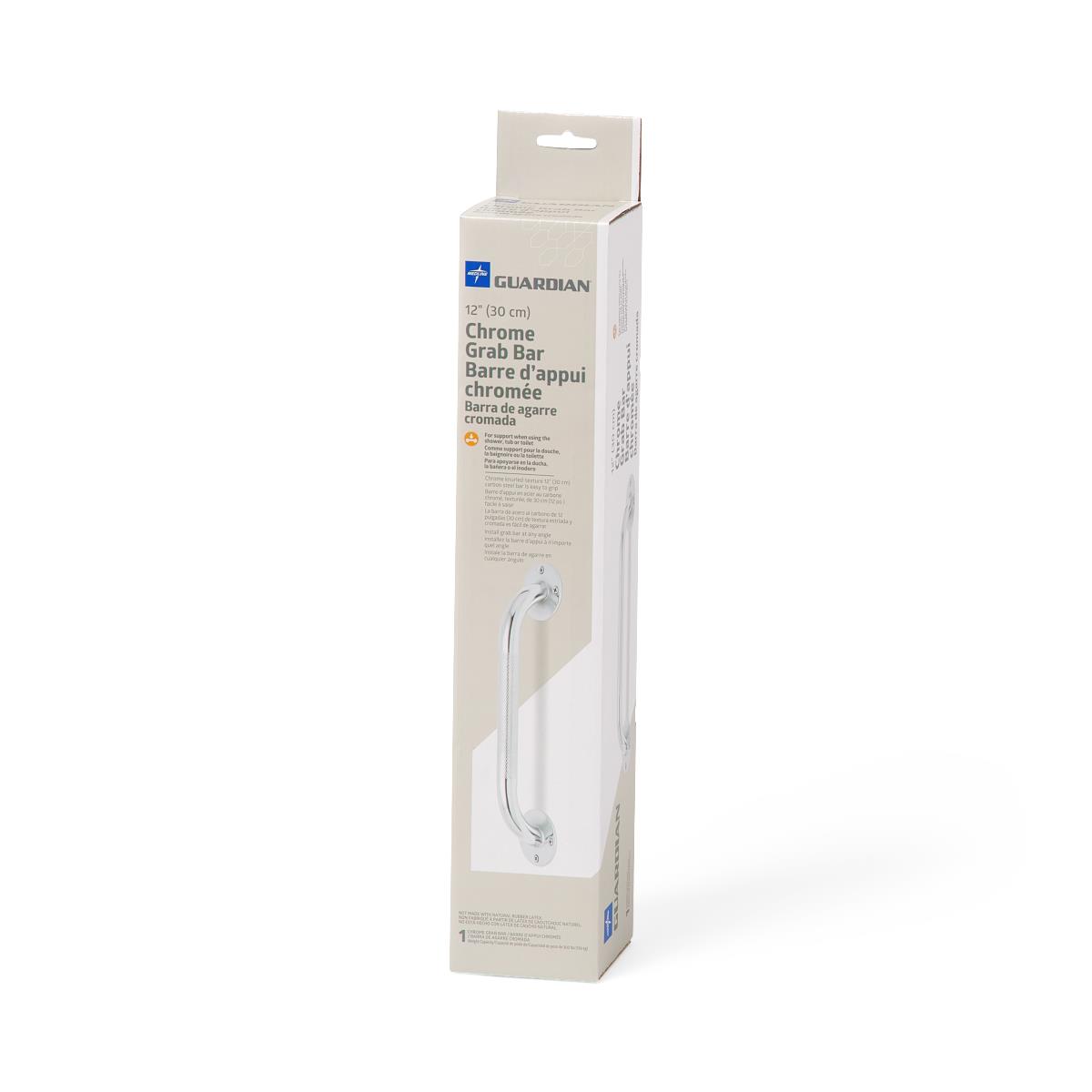 Package of Guardian Chrome Grab Bar on a white background