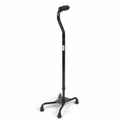 Black quad cane stand on a white background