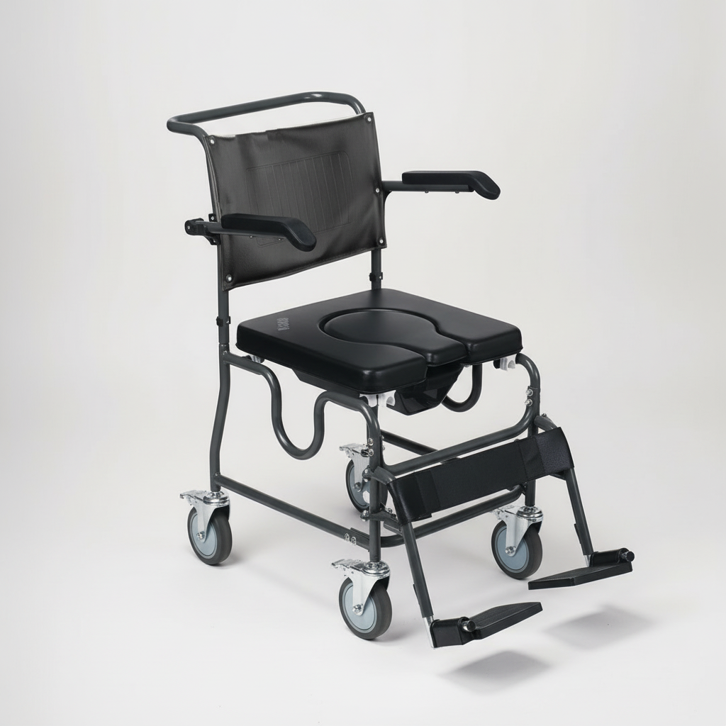 4 Ways Padded Commode Chair W/ Wheels
