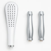Set of shower head and handles on a white background