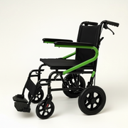 Black and green wheelchair on a white background