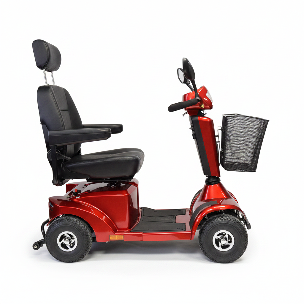 Sunrise Fortress S425 Lightweight Powered Mobility Scooter Red Batteries Included