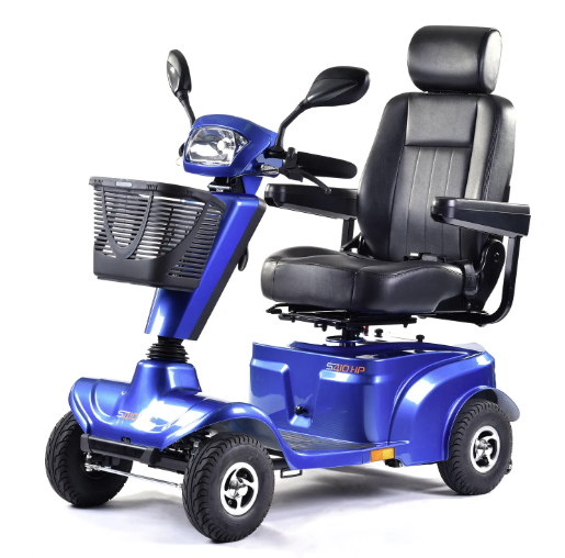 Sunrise Fortress S410 Standard Lightweight Powered Mobility Scooter Blue Batteries Included