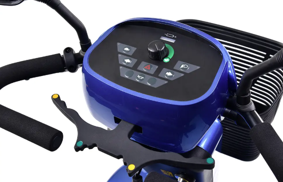 Sunrise Fortress S410 Standard Lightweight Powered Mobility Scooter Blue Batteries Included