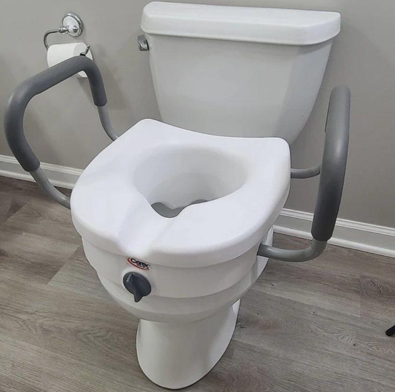 Carex E-Z Lock Raised Toilet Seat With Armrests
