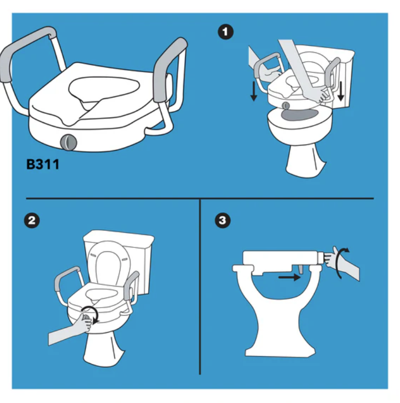 Carex E-Z Lock Raised Toilet Seat With Armrests
