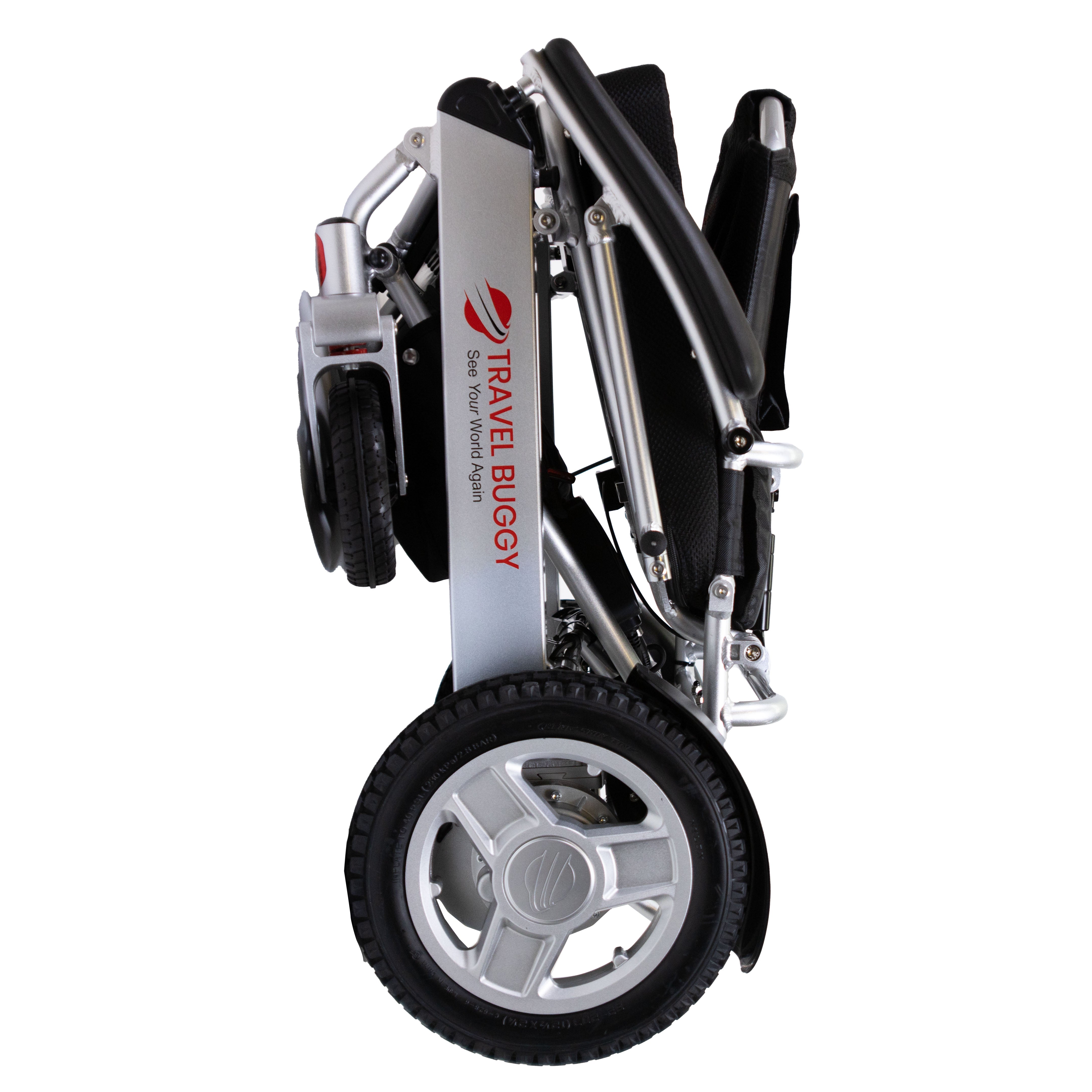 Travel buggy with visible branding on a white background