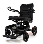 Black electric wheelchair on a white background