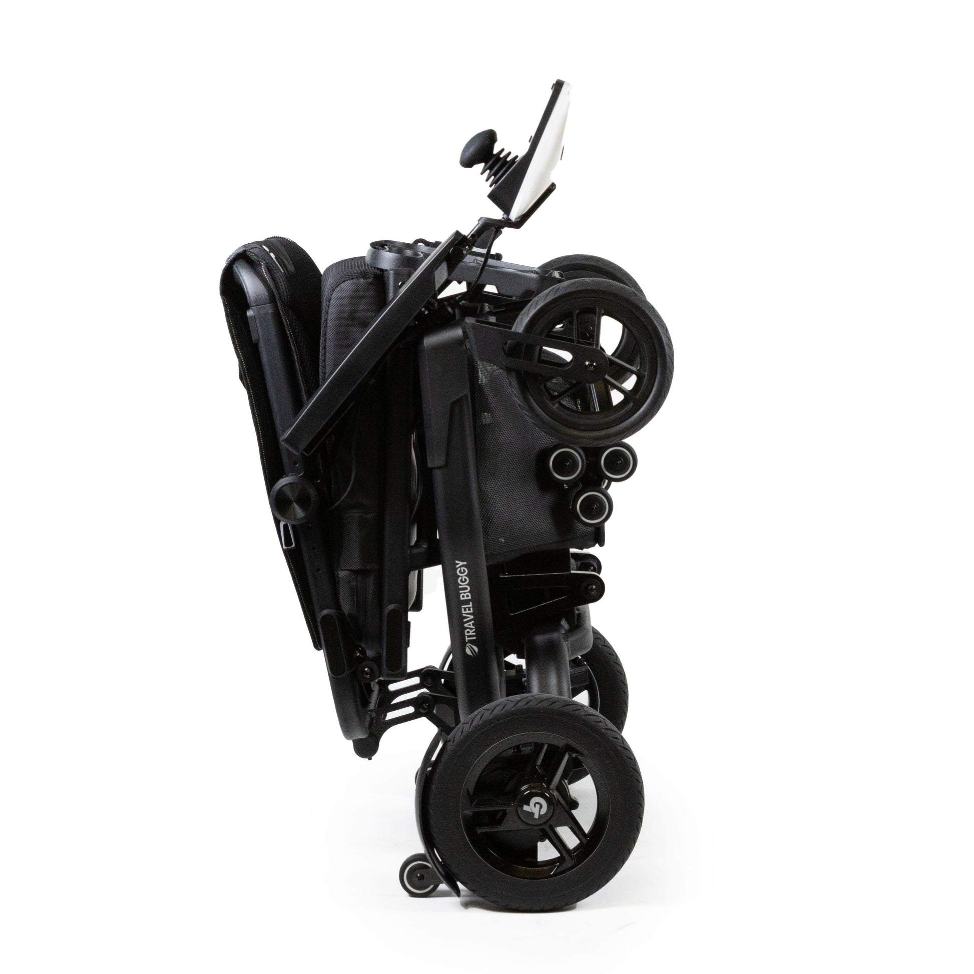 Black folding scooter on a white background
