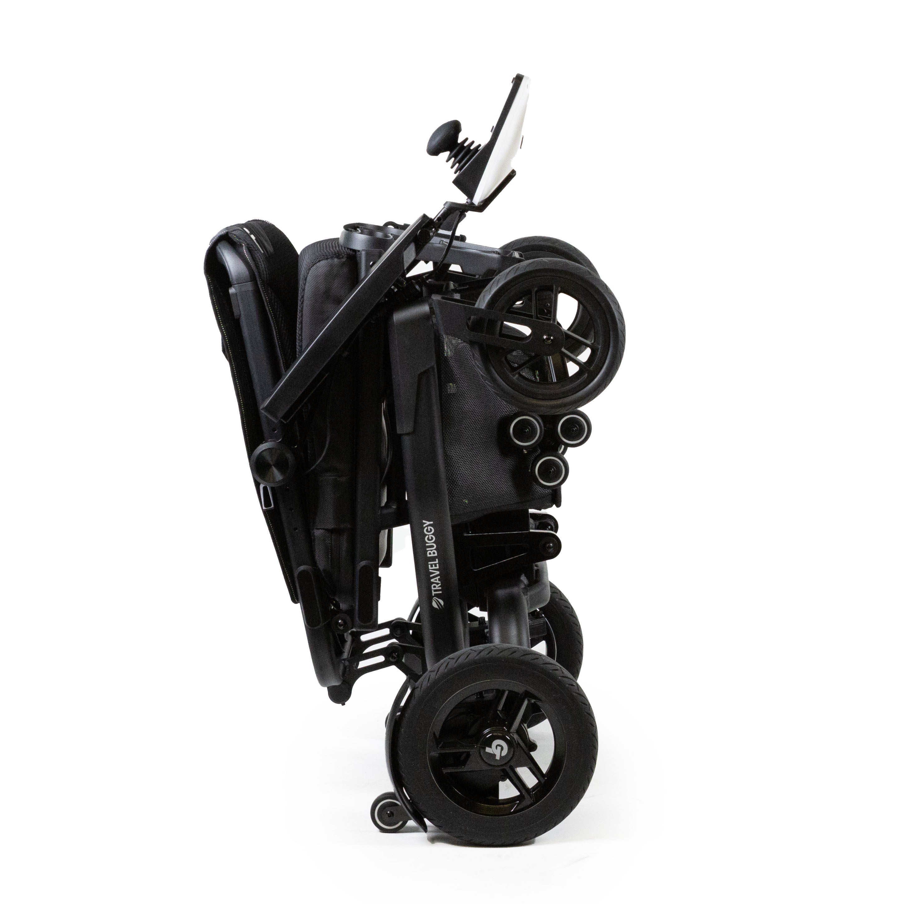 Black folding scooter on a white background
