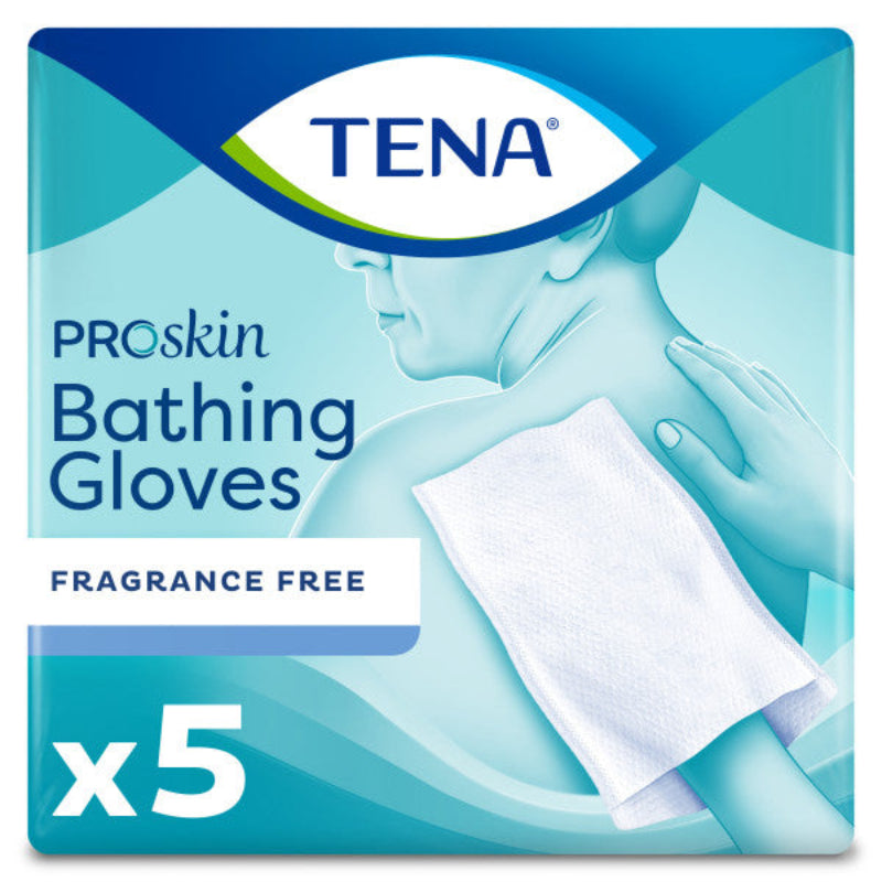 TENA ProSkin Bathing Glove, Premoistened Wipe, Unscented, 2-Sided Pre-Moistened Heatable 5 count