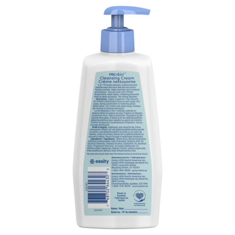 TENA ProSkin Cleansing 3 in 1 Cream Rinse-Free Body Wash, Scented, 16.9 fl. oz. 500 ml Pump Bottle