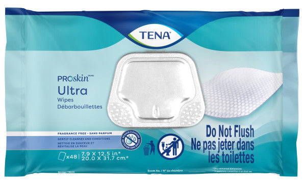 TENA ProSkin Ultra Wipes, Washcloth, Unscented, 48 count