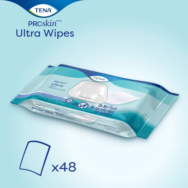 TENA ProSkin Ultra Wipes, Washcloth, Unscented, 48 count