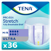 TENA ProSkin Stretch Ultra Brief, Heavy Absorbency, Unisex, Medium/Regular, 36 count