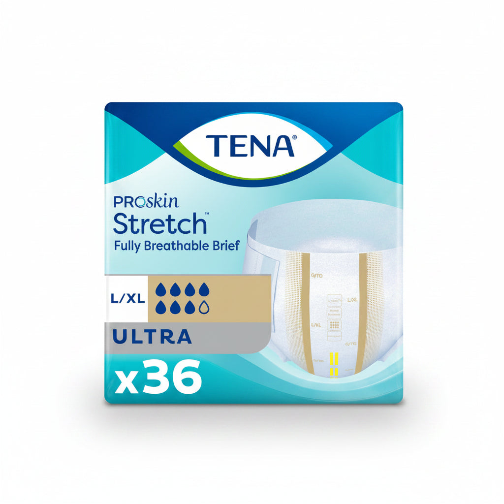 TENA ProSkin Stretch Ultra Brief, Heavy Absorbency, Unisex, Large/X-Large, 36 count