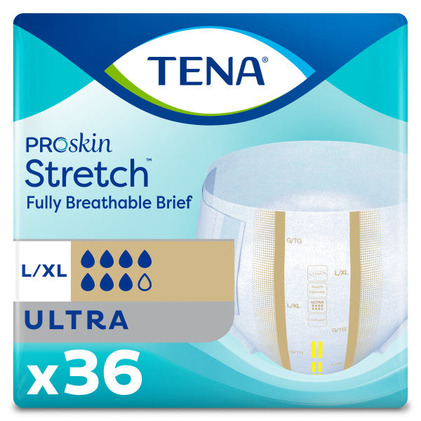 TENA ProSkin Stretch Ultra Brief, Heavy Absorbency, Unisex, Large/X-Large, 36 count