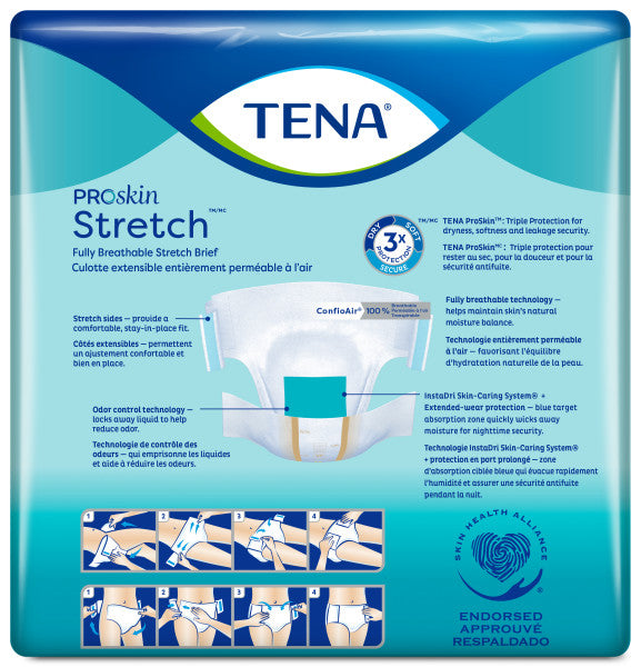 TENA ProSkin Stretch Ultra Brief, Heavy Absorbency, Unisex, Large/X-Large, 36 count