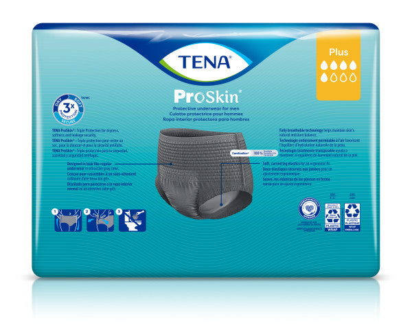 TENA ProSkin Protective Underwear for Men, Moderate Absorbency, Large, 18 Count