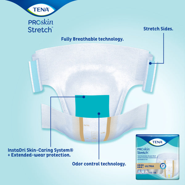 TENA ProSkin Stretch Ultra Brief, Heavy Absorbency, Unisex, Large/X-Large, 36 count