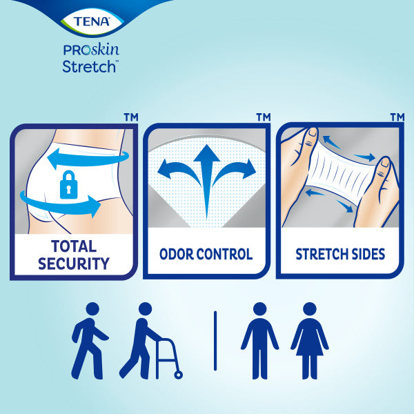 TENA ProSkin Stretch Ultra Brief, Heavy Absorbency, Unisex, Large/X-Large, 36 count