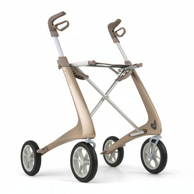 byACRE Carbon Ultralight Rollator Wide Champagne Gold With Organizer Bag