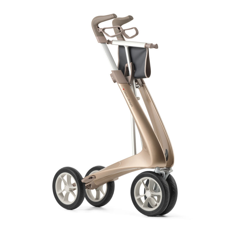 byACRE Carbon Ultralight Rollator Wide Champagne Gold With Organizer Bag