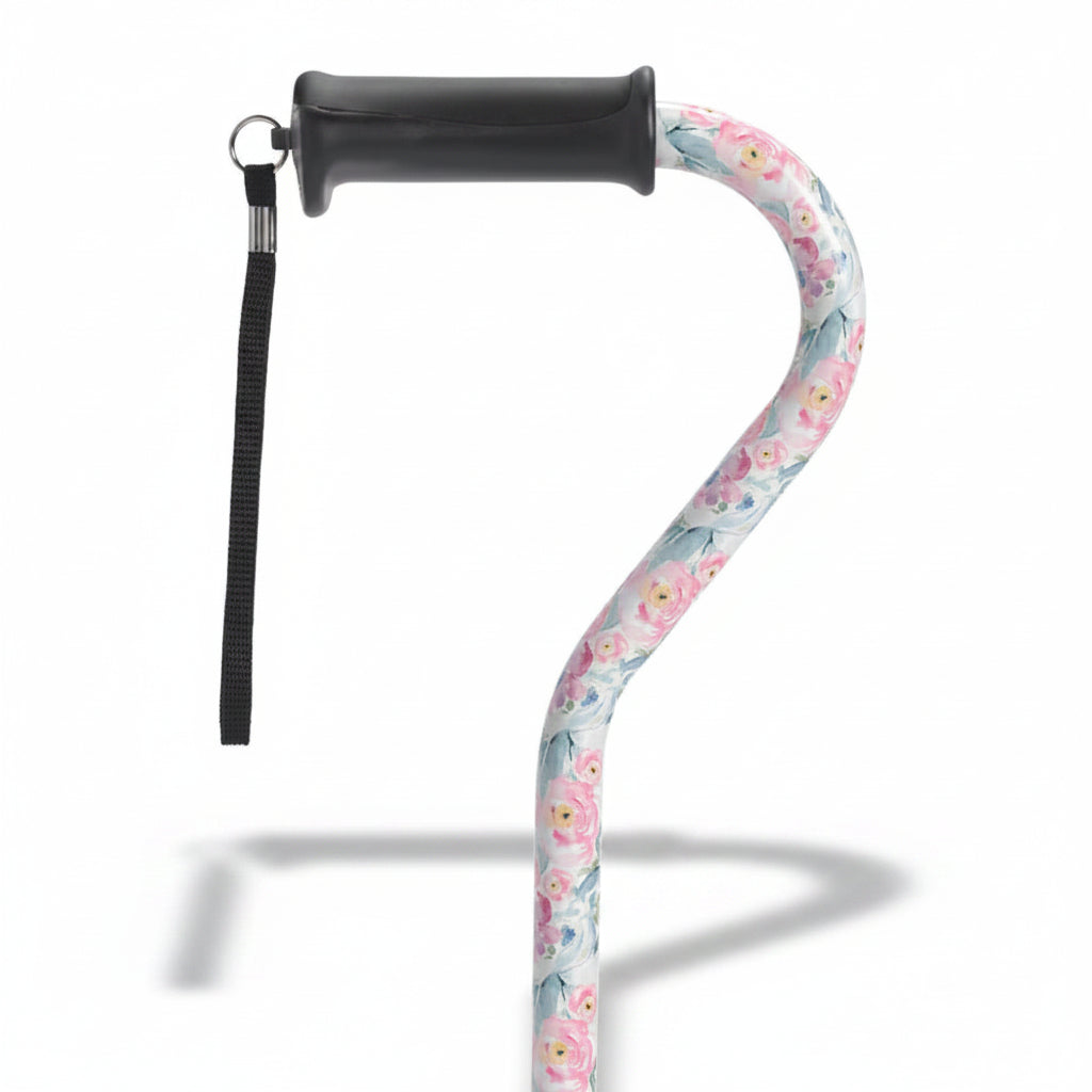 Gel Grip Aluminum Offset Cane Height Adjustable Floral