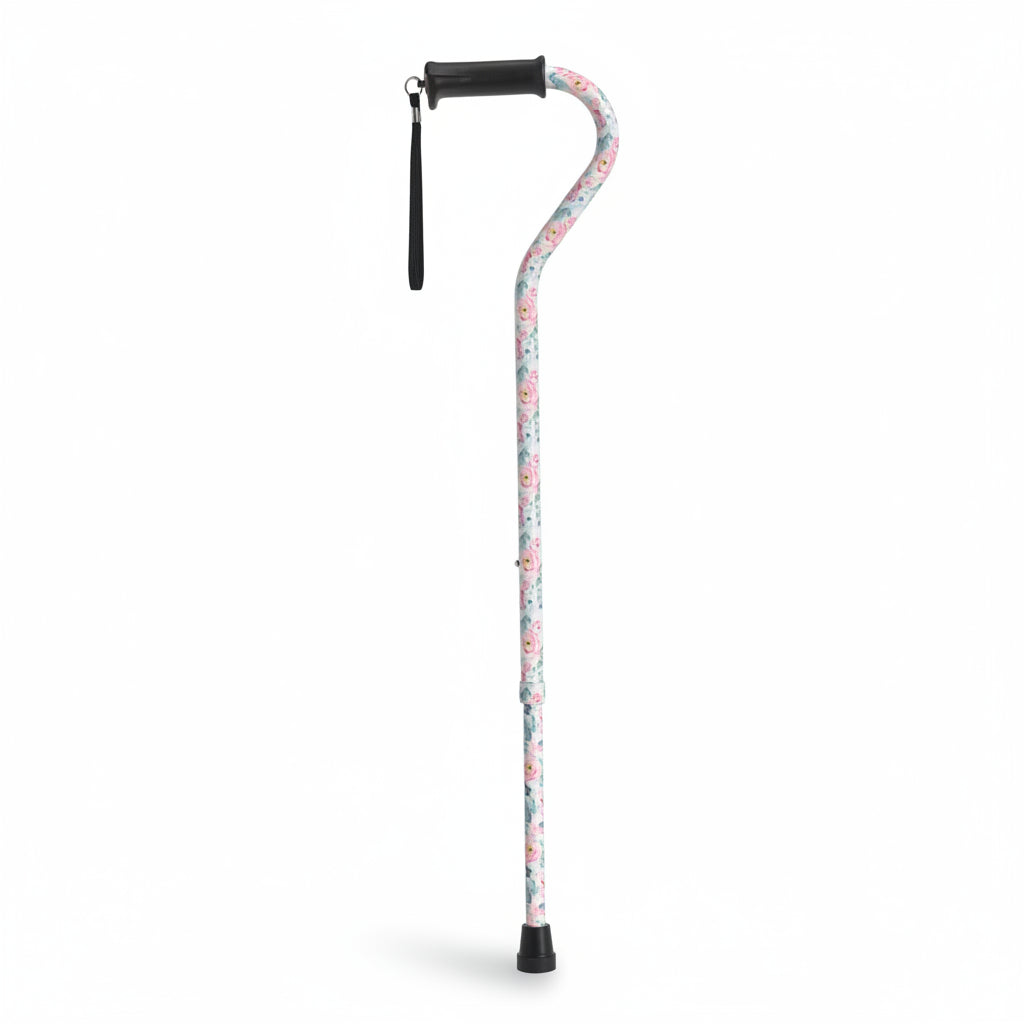 Gel Grip Aluminum Offset Cane Height Adjustable Floral