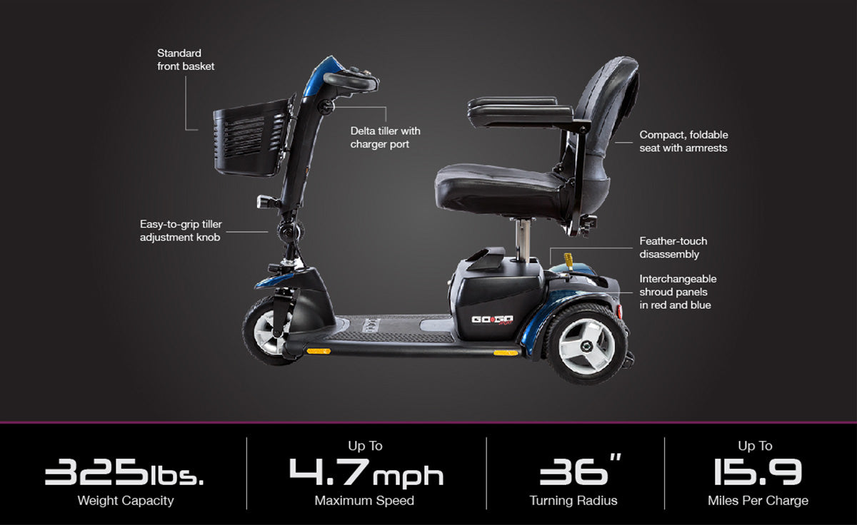 Pride GO-GO Sport 3 wheeled mobility Scooter