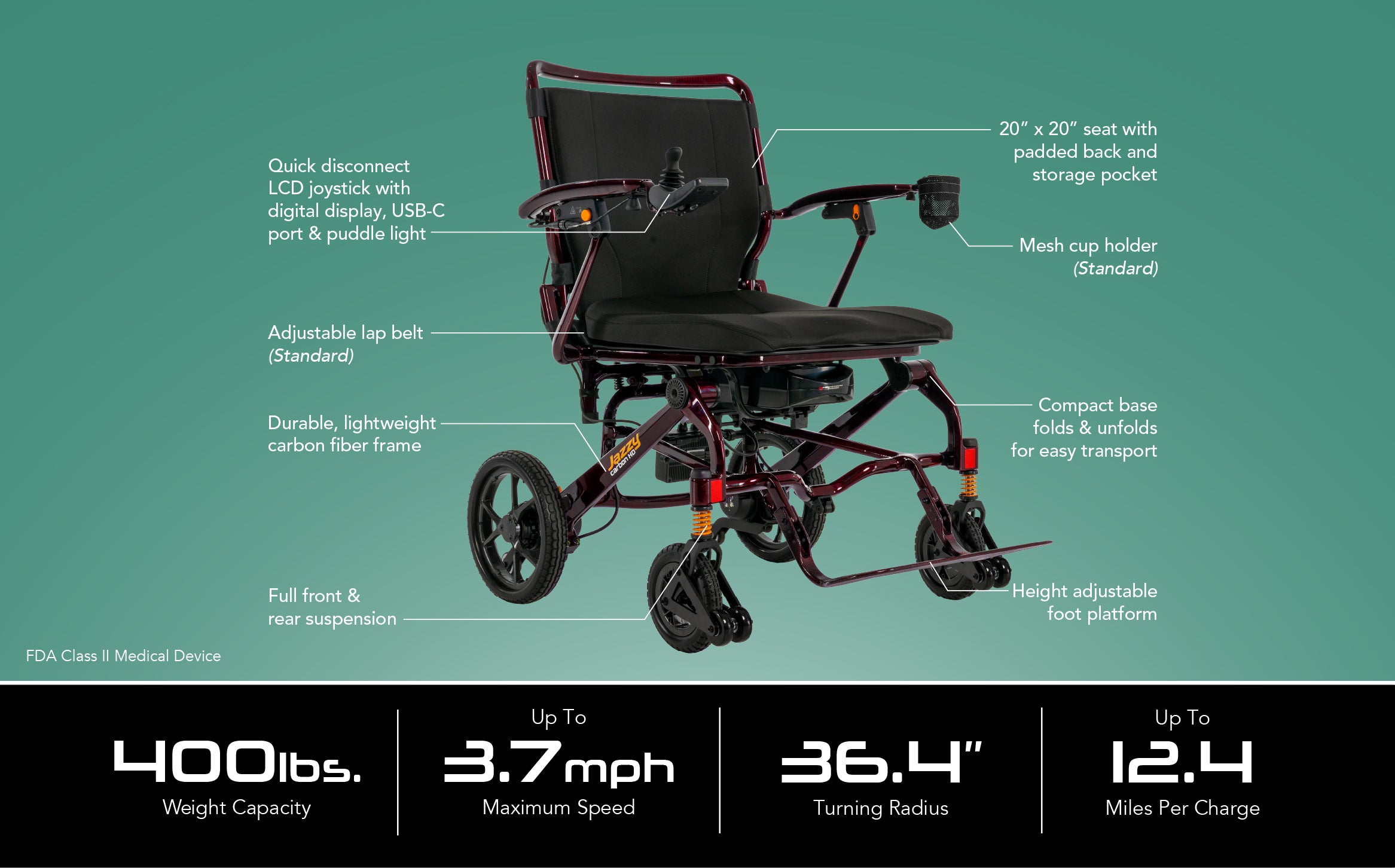 Jazzy Carbon HD Portable Power Wheelchair