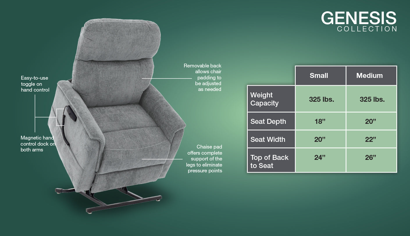 Pride Genesis LC-150 Power Lift Recliner Lexis Chestnut Vinyl Medium