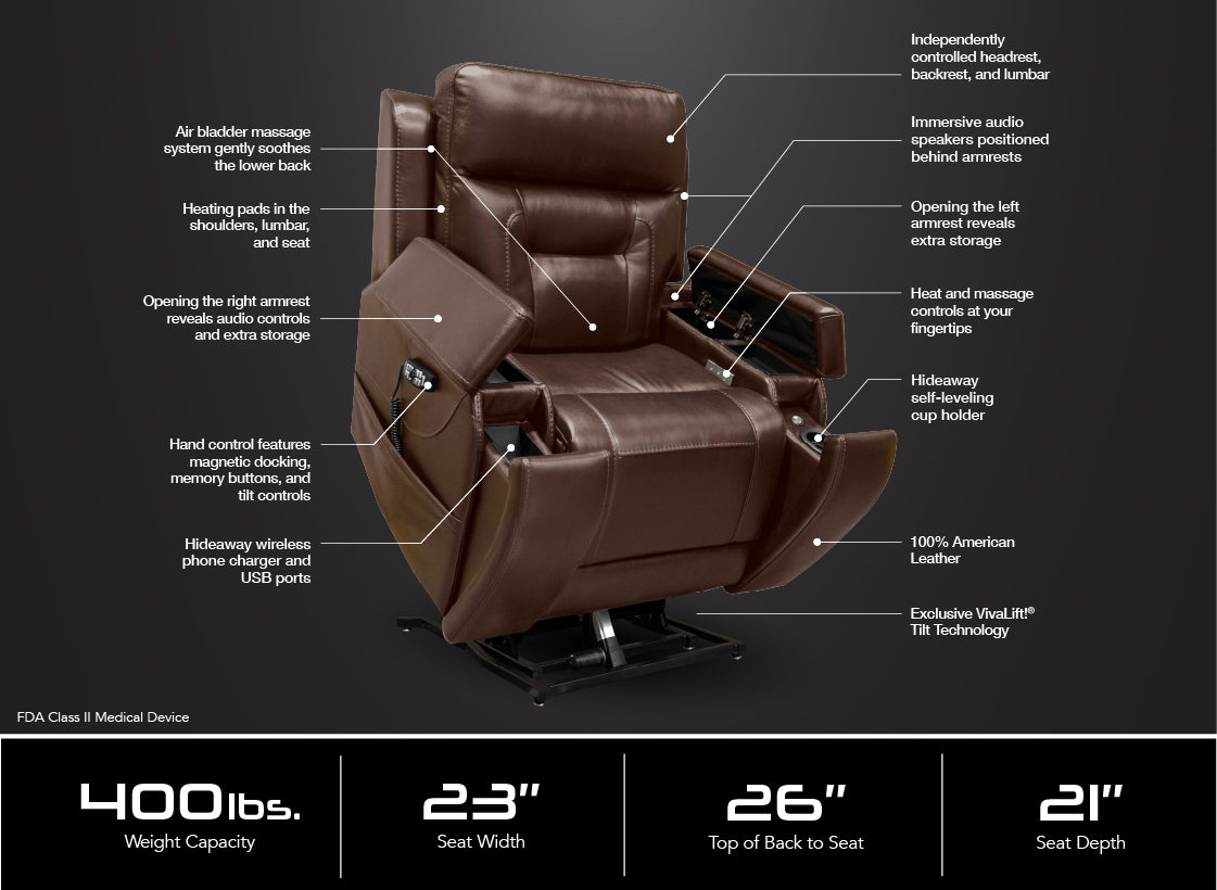 Pride VivaLift Premier Weightless Tilt Power Recliner Coffee Colour