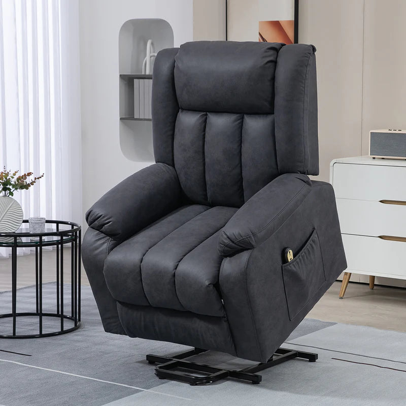 Microfibre Power Lift Recliner Chair 1 Zone with Remote Control, Charcoal Grey - Rental