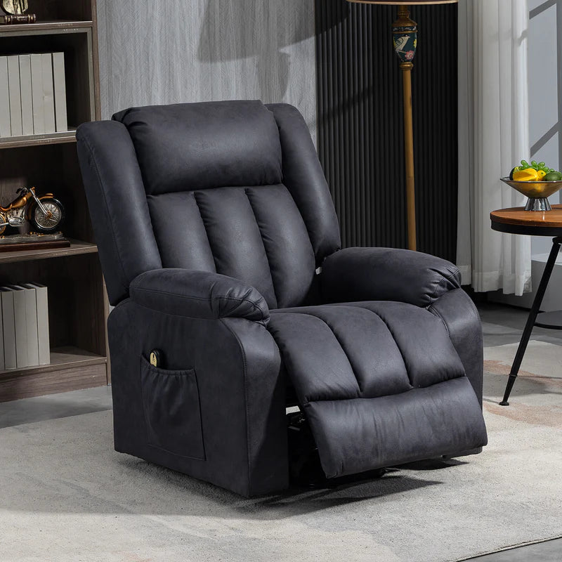 Microfibre Power Lift Recliner Chair 1 Zone with Remote Control, Charcoal Grey